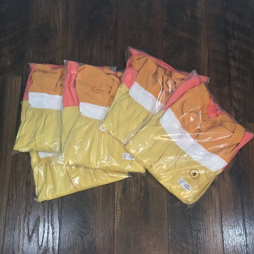 HYFVE Yellow Orange Colorblock Halter Neck Tie Sundress - Picture 4 of 5